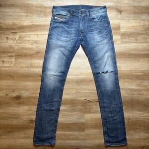 Diesel Jogg Jeans Men 30x34 Blue Thavar-NE Slim Skinny Stretch Distressed 0600S
